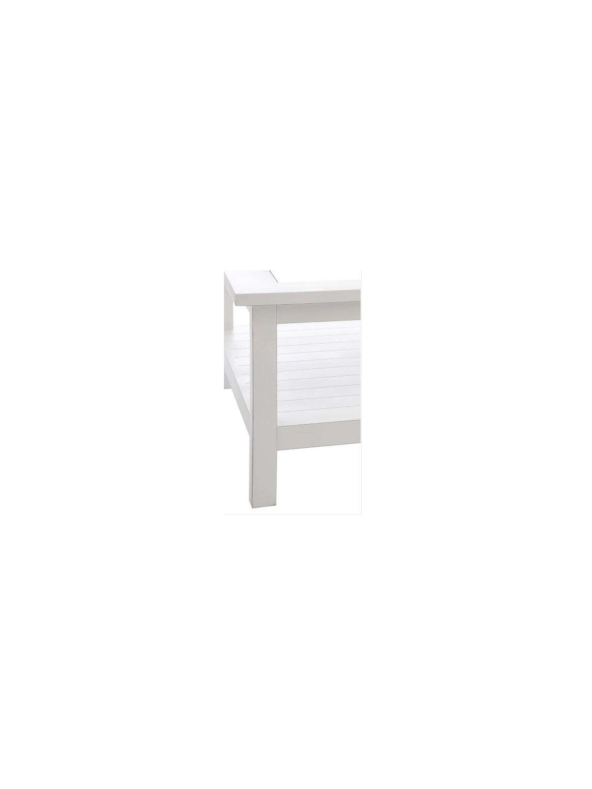 Table basse bois blanc et verre forme carrée