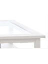 Table basse bois blanc et verre forme carrée