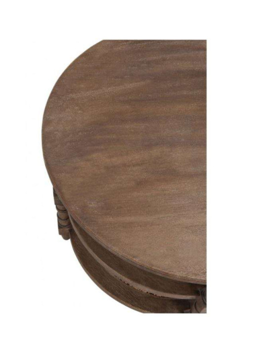 Table salon ronde bois cérusé avec cannage