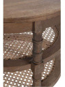 Table salon ronde bois cérusé avec cannage