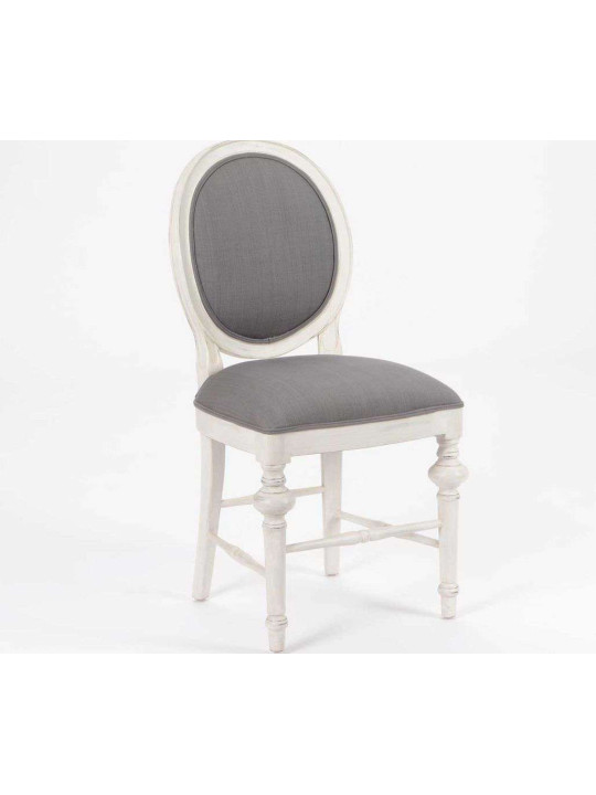 Chaise médaillon grise et bois cérusé
