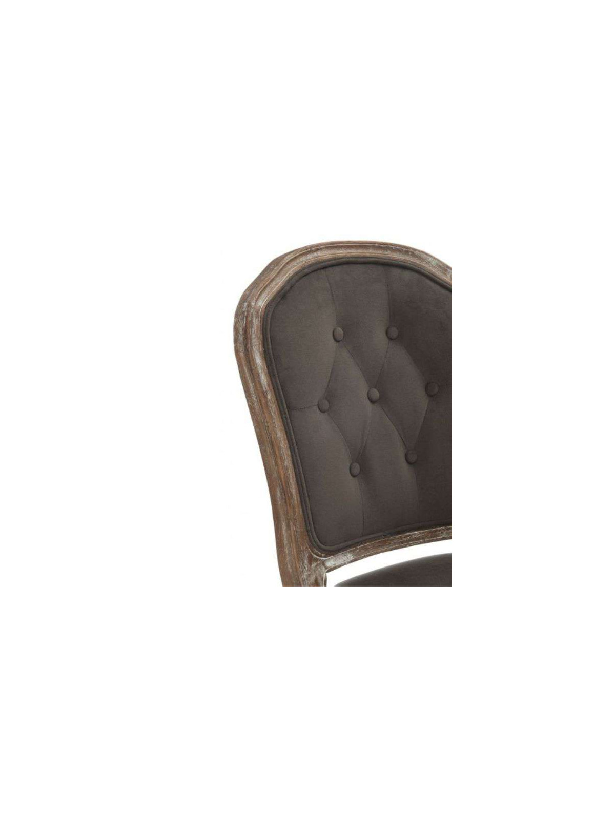 Chaise Louis XV chêne cérusé velours chocolat
