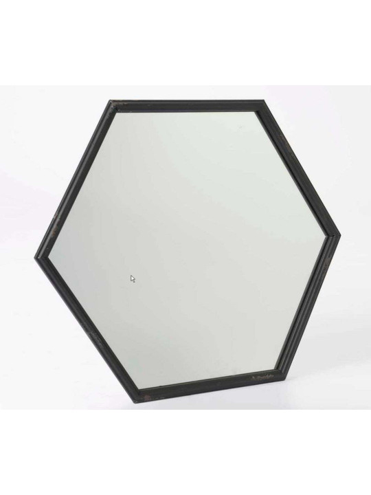 Miroir métal noir hexagone