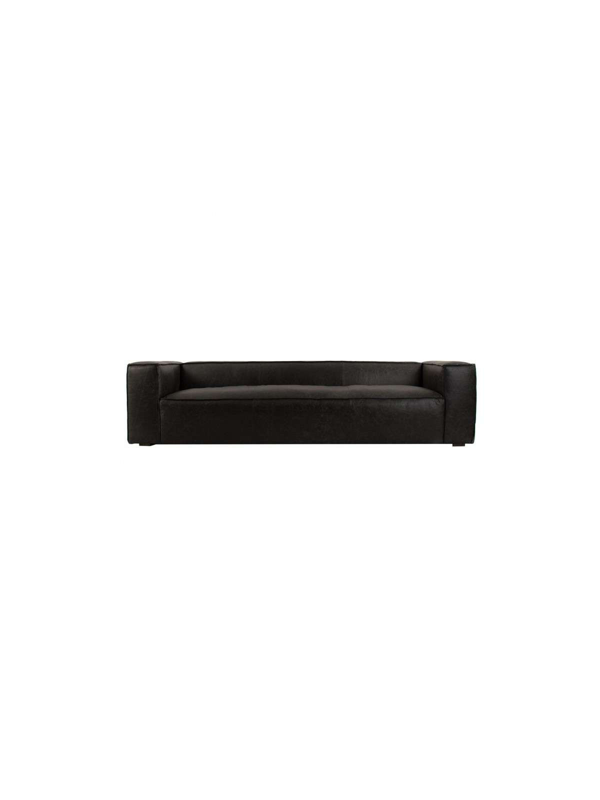 Grand canapé 280 cm en cuir noir chic