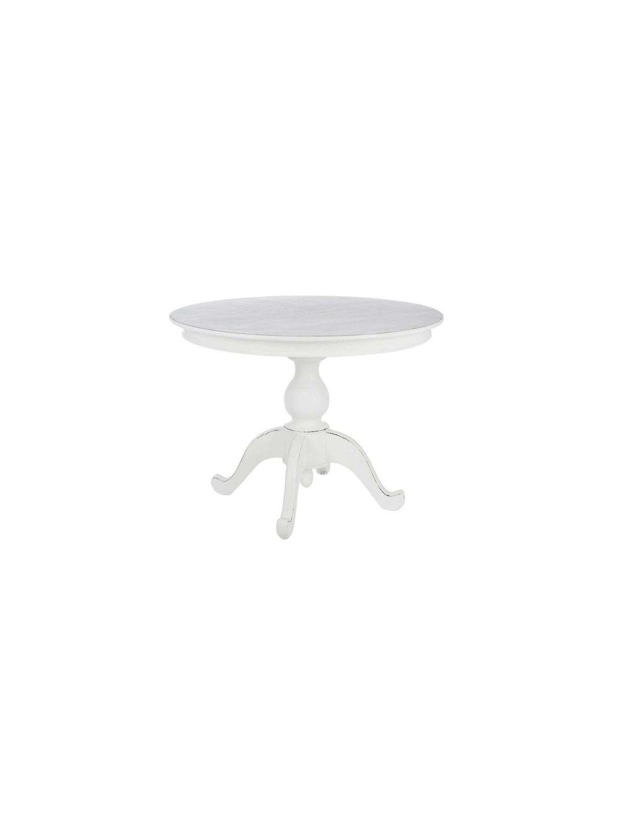 Table ronde 120 cm en bois cérusé crème
