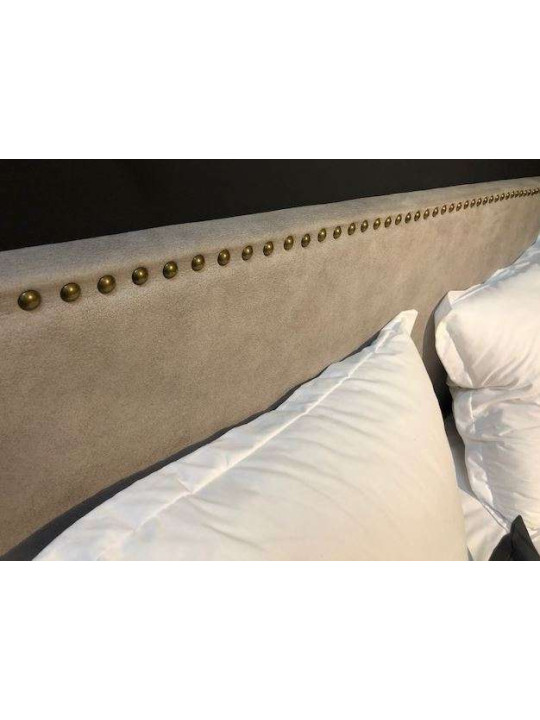 Tête de lit cloutée grise 180 cm