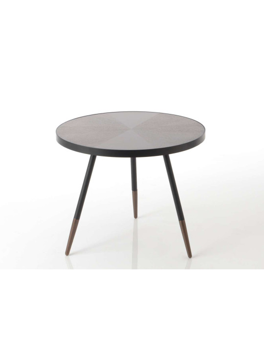Petite table basse ronde chic marron et métal Touquet