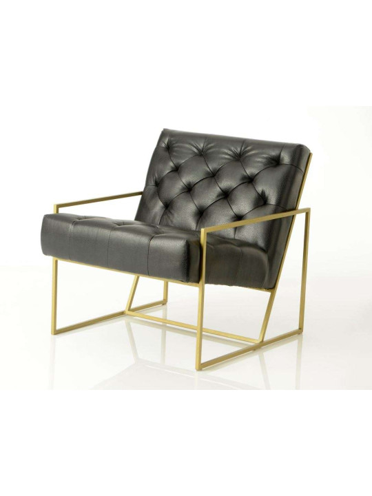 Fauteuil design noir métal doré