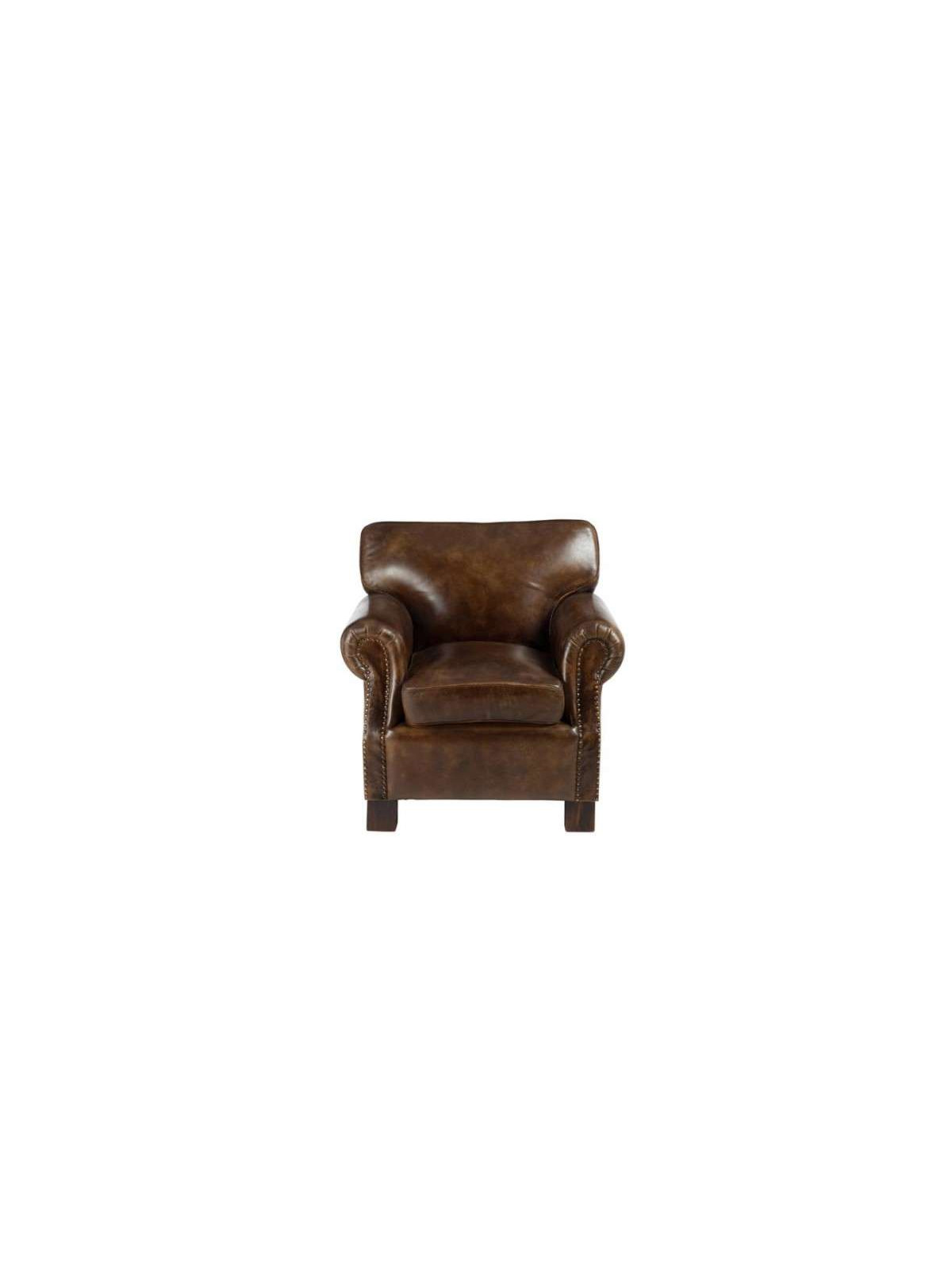 Fauteuil vintage cuir marron Jolipa