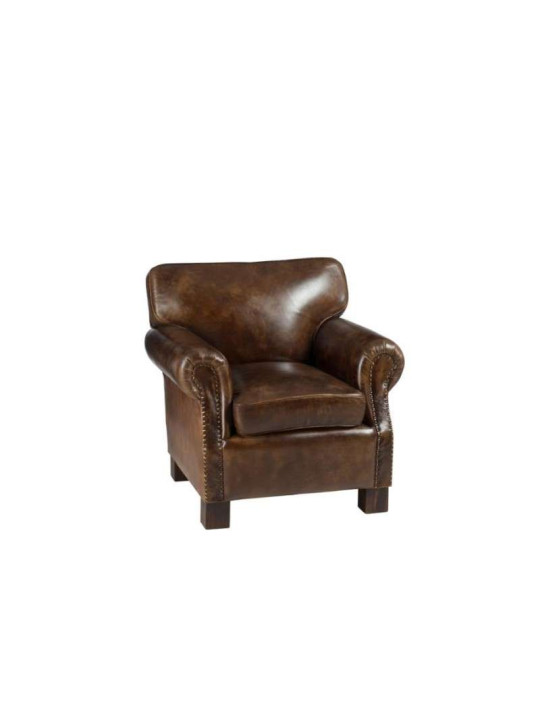 Fauteuil vintage cuir marron Jolipa