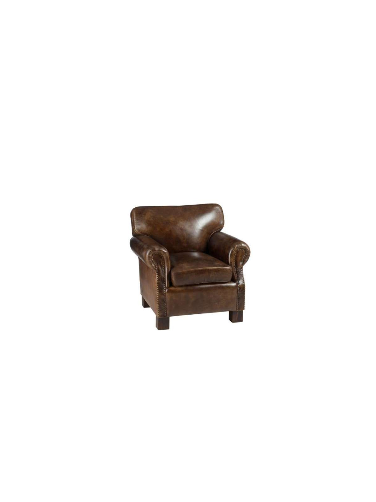 Fauteuil vintage cuir marron Jolipa