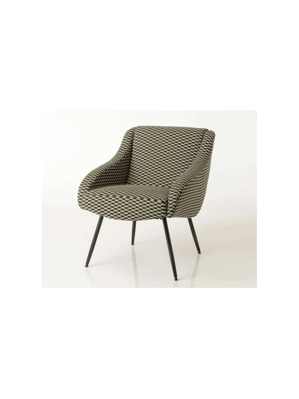 Fauteuil tapissé moderne noir et beige