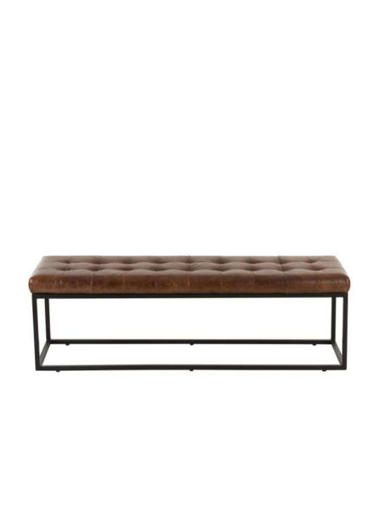 Banc vintage cuir marron Jolipa