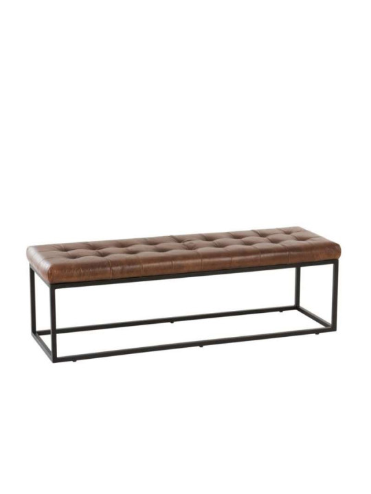 Banc vintage cuir marron Jolipa