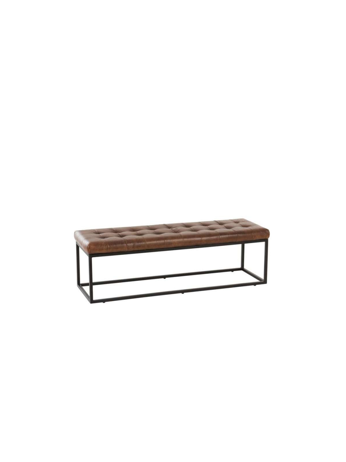 Banc vintage cuir marron Jolipa