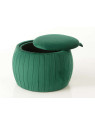 Pouf coffre rond chic vert velours