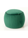 Pouf coffre rond chic vert velours