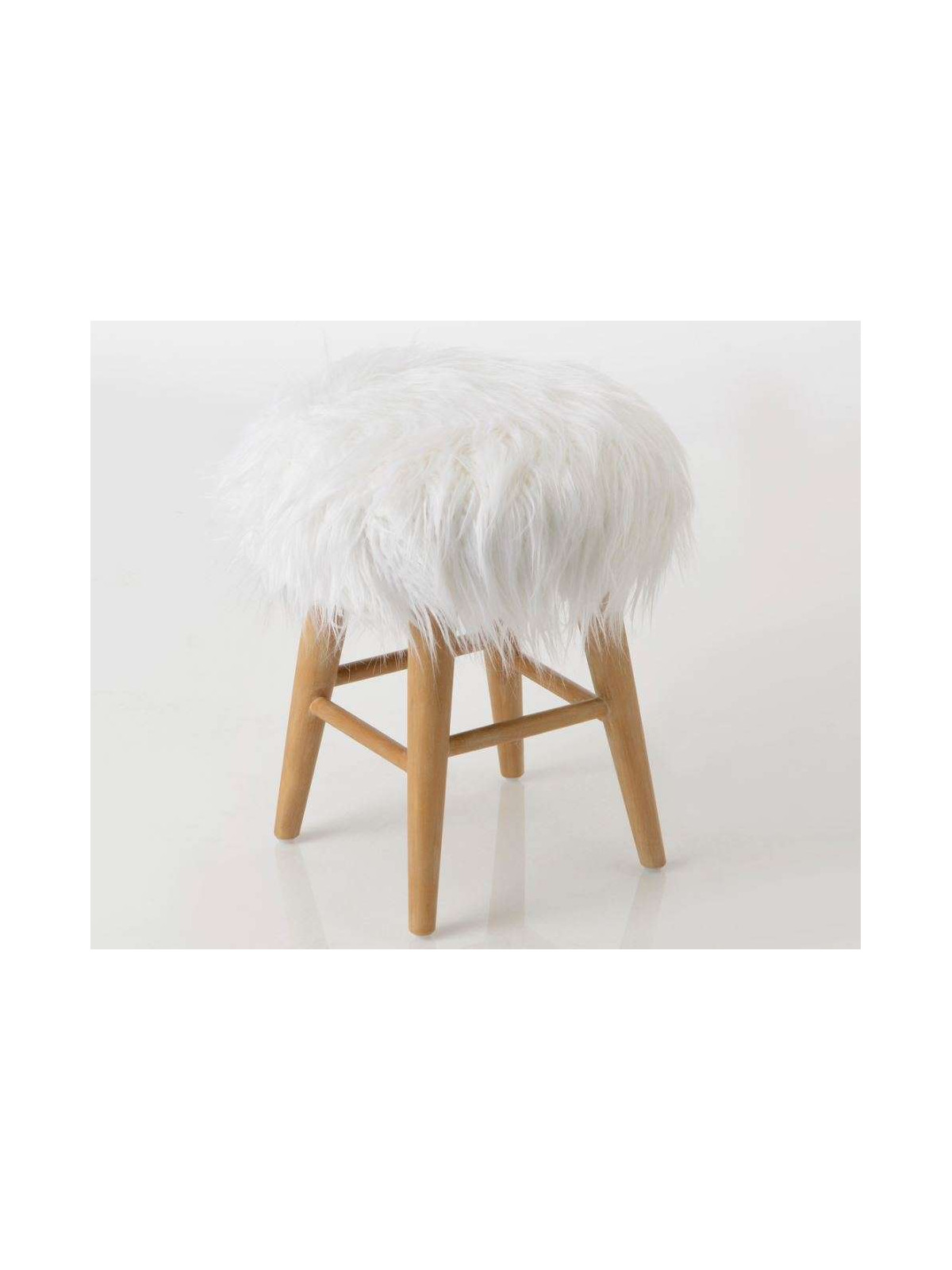 Tabouret fourure blanc Amadeus