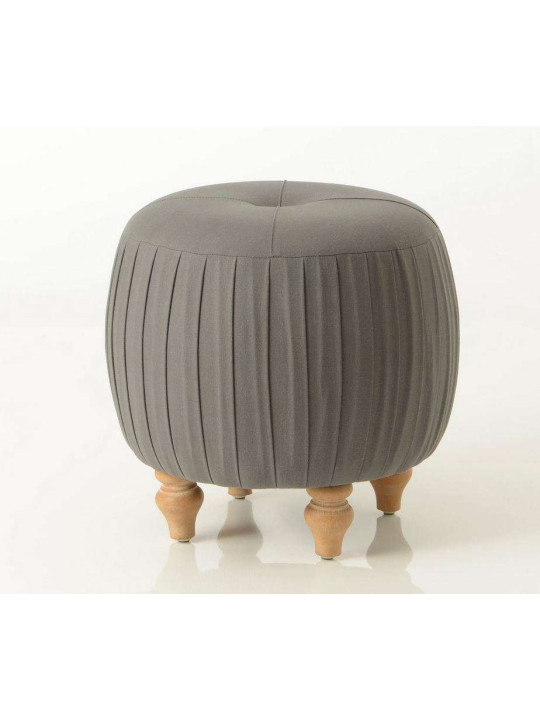 Pouf coffre rond gris chic en lin