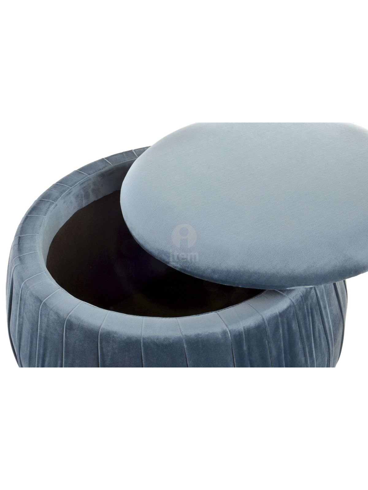 Pouf rond bleu chic en velours