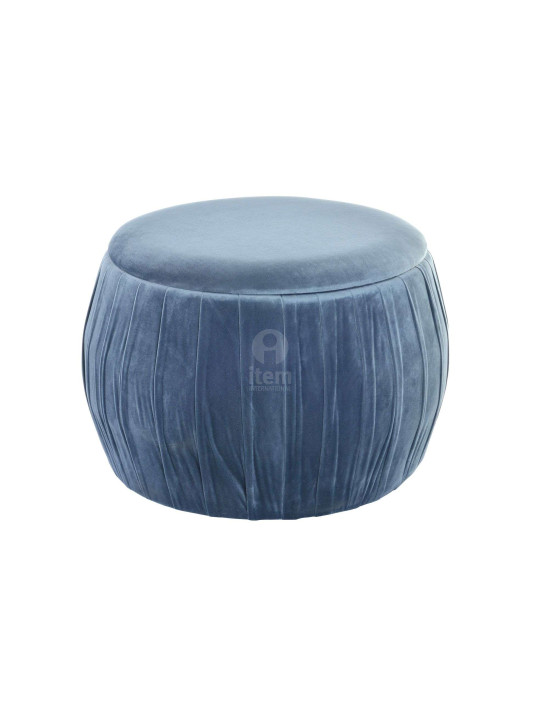 Pouf rond bleu chic en velours