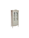 Armoire vitrée cérusée blanchie décorée