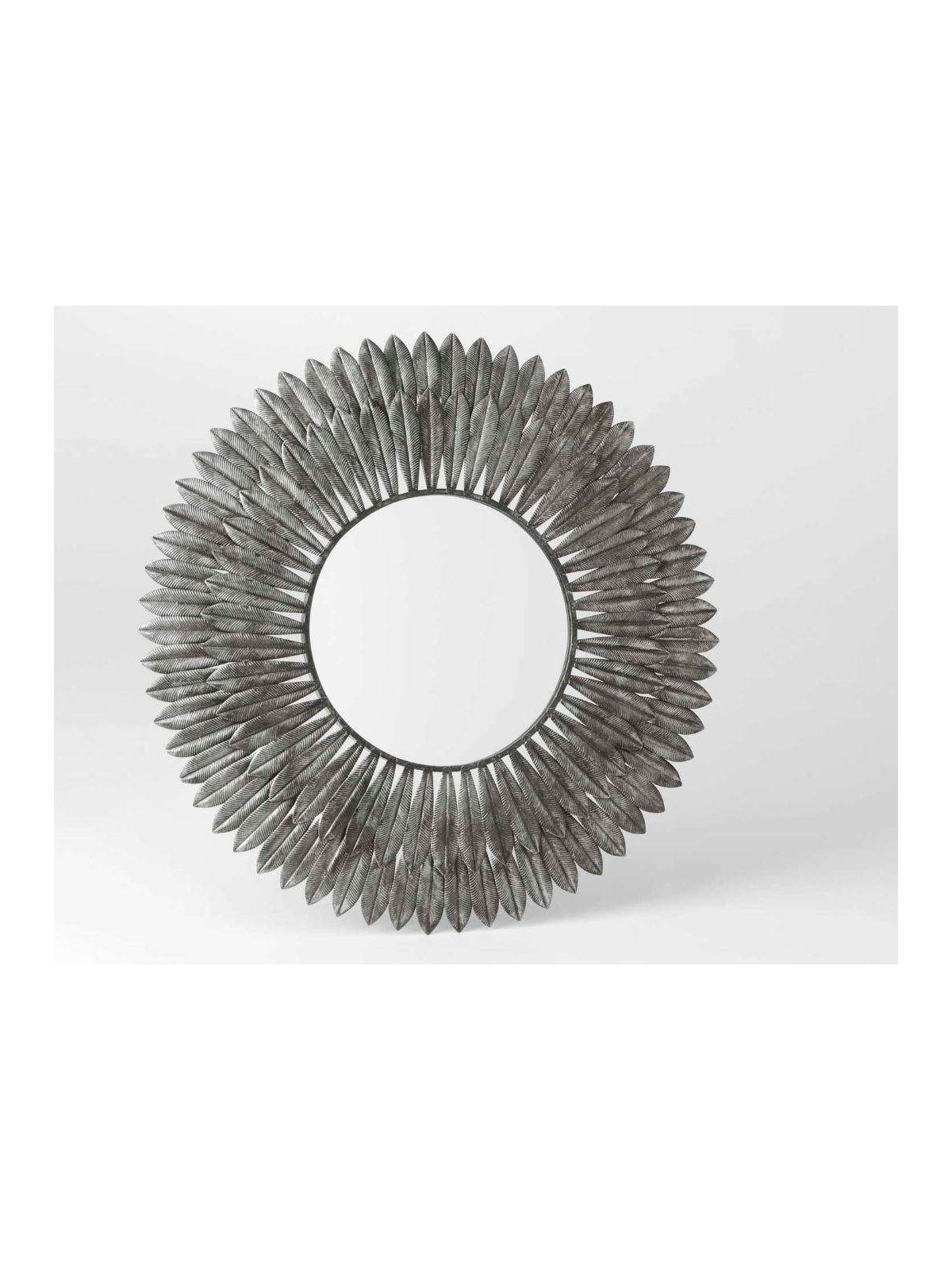 Miroir plumes en métal argentée 85 cm