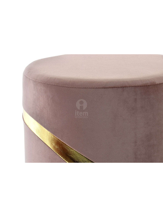 Pouf rose 33 cm cercle doré