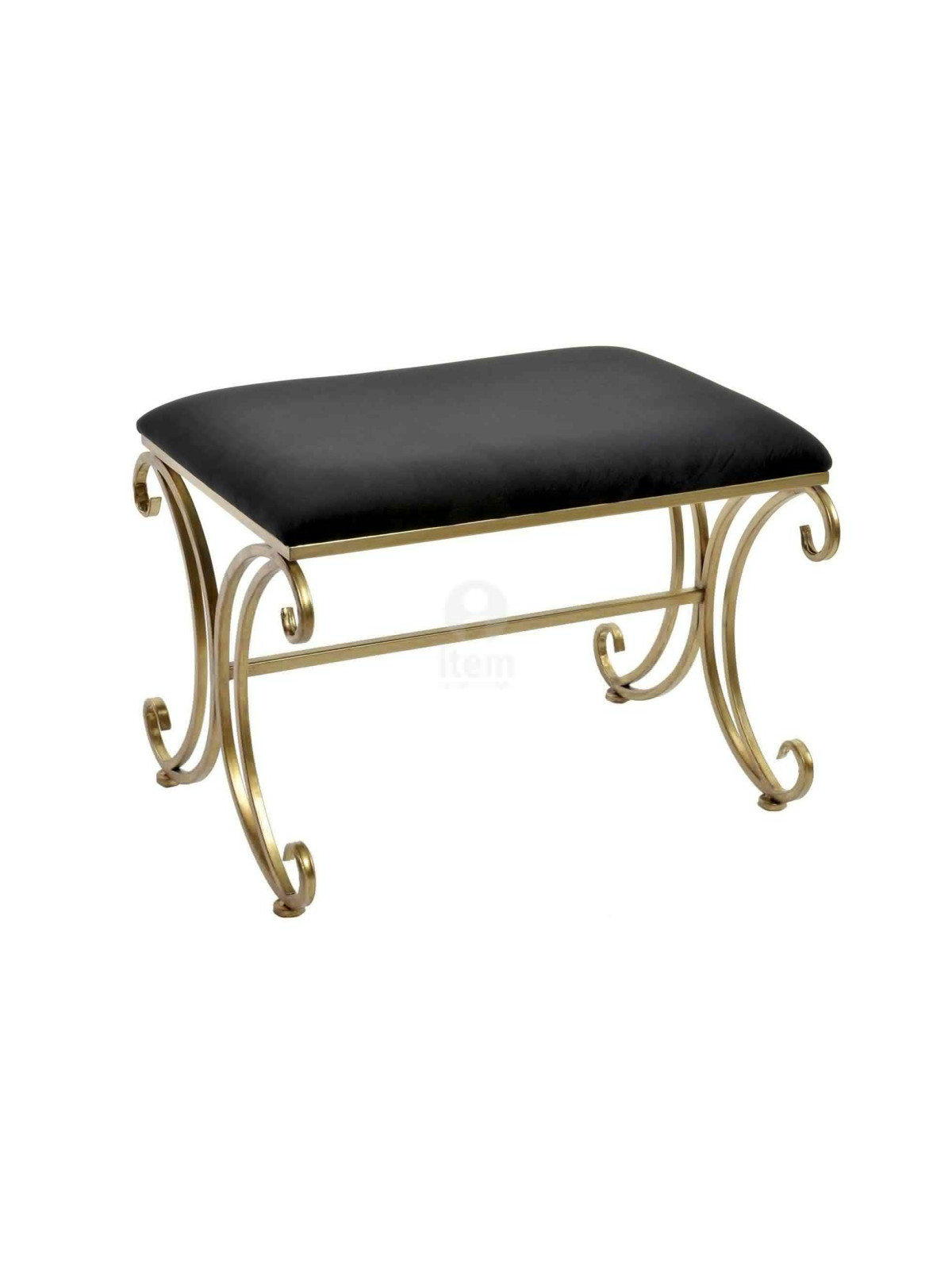 Tabouret chic en métal doré velours noir