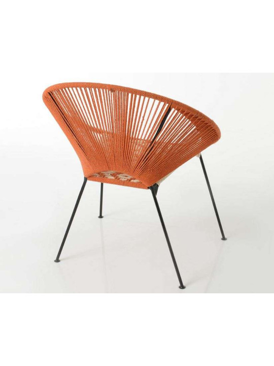 Fauteuil orange tissé bohème