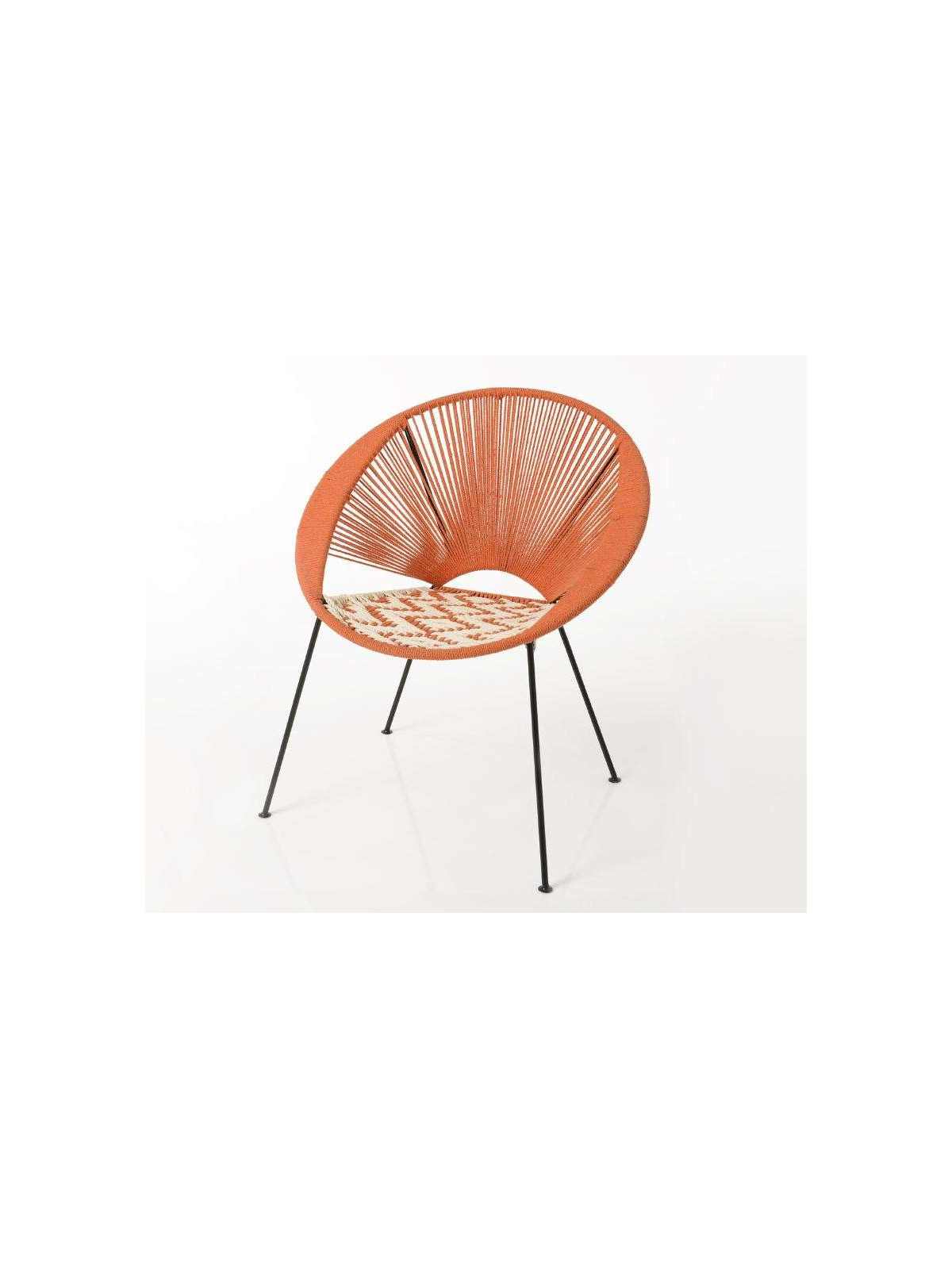 Fauteuil orange tissé bohème