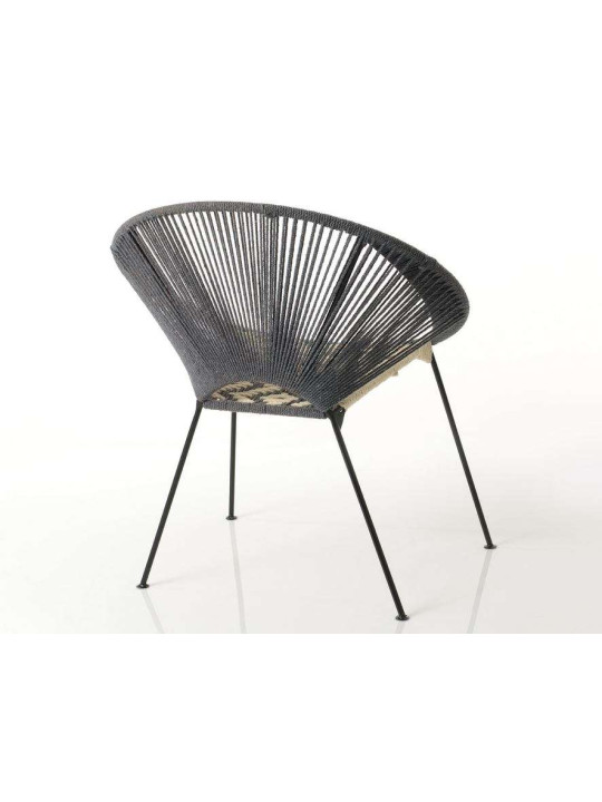 Fauteuil gris tissé bohème