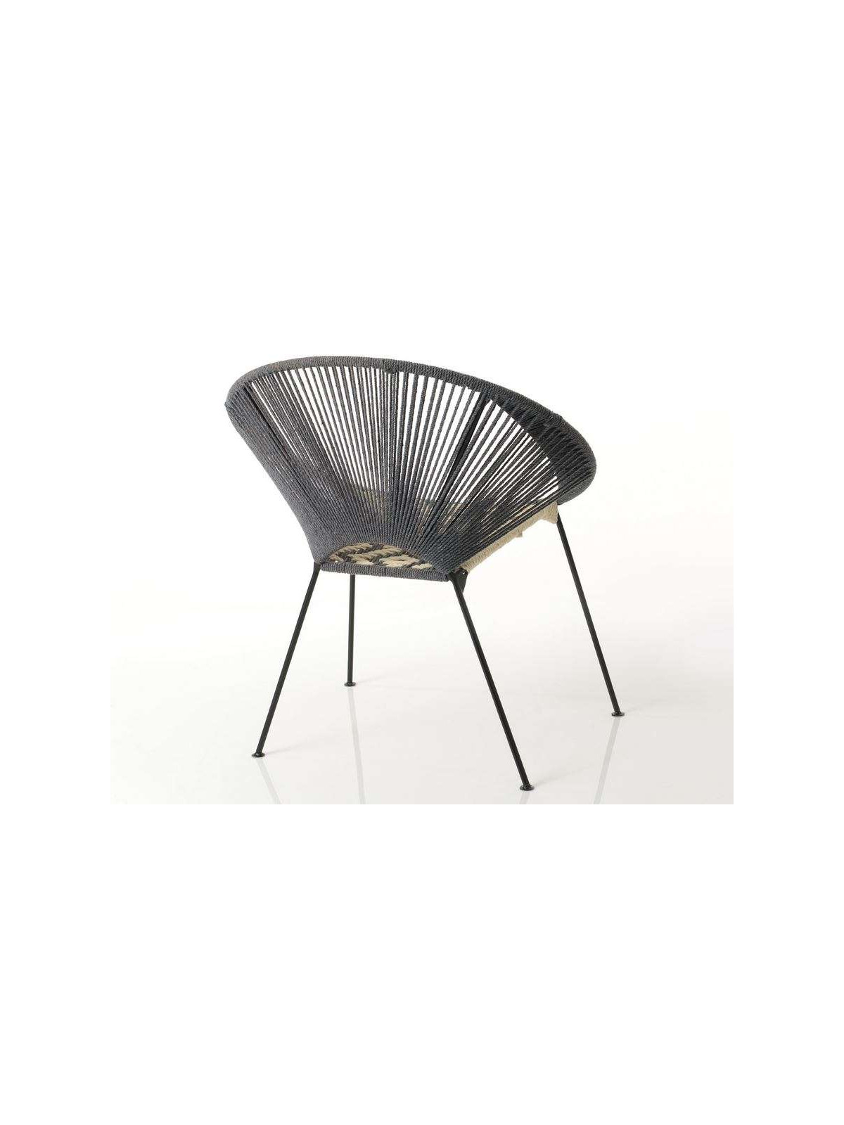 Fauteuil gris tissé bohème