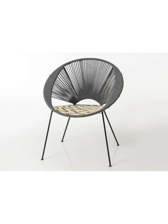 Fauteuil gris tissé bohème