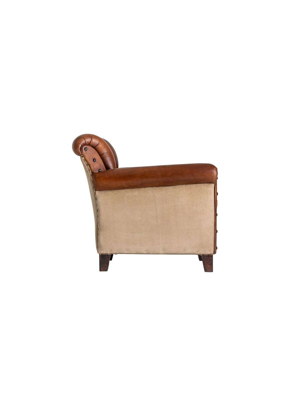 Fauteuil vintage cuir vieilli