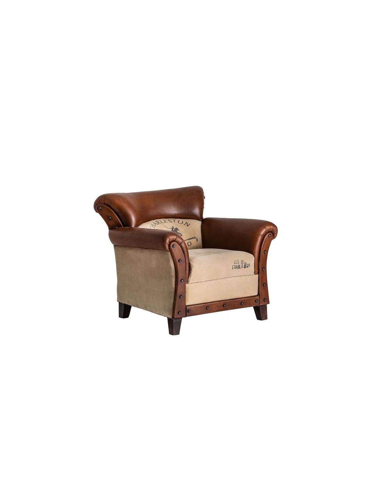 Fauteuil vintage cuir vieilli