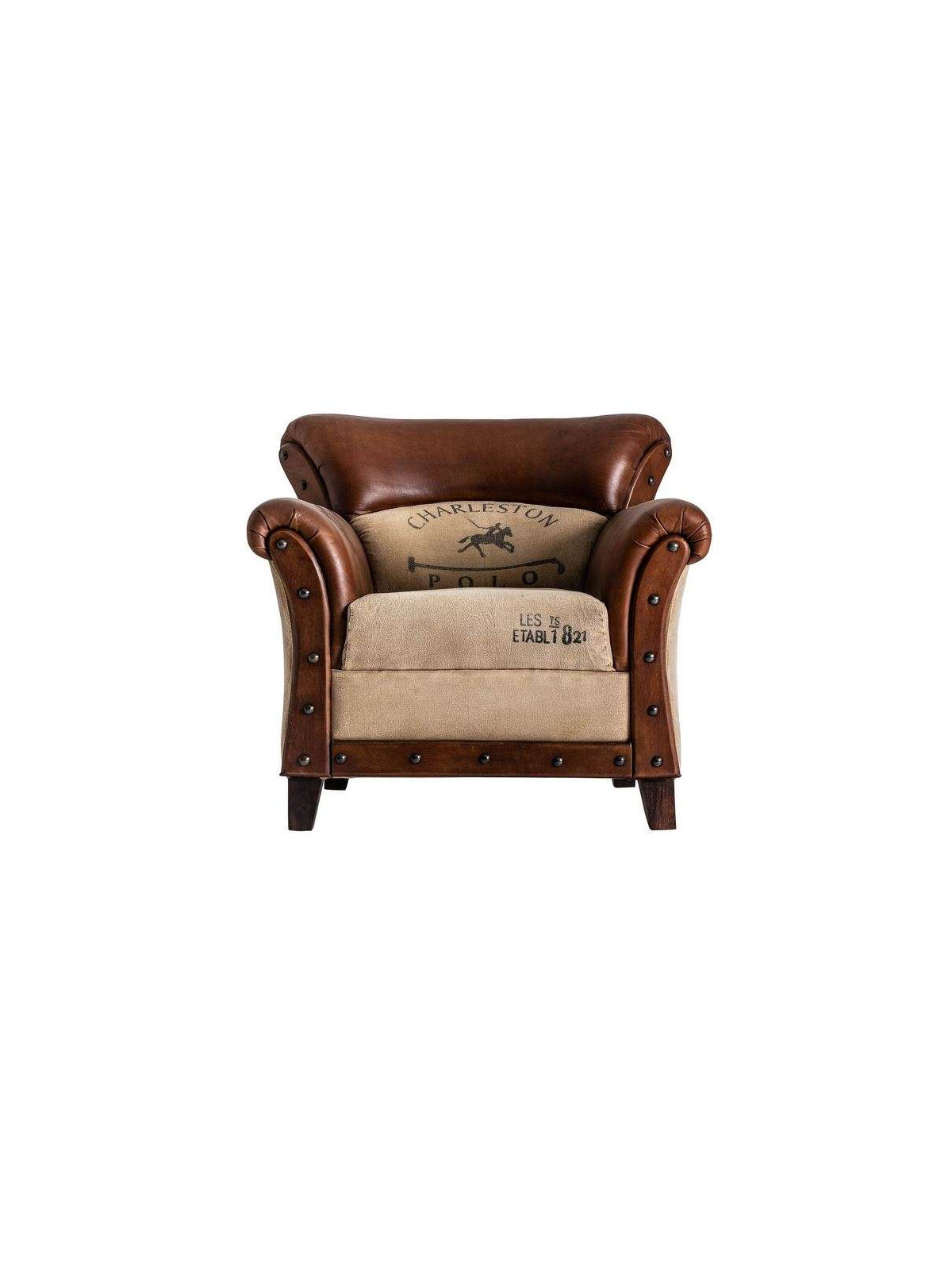 Fauteuil vintage cuir vieilli