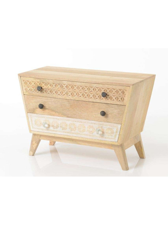 Commode bois sculpté oman 3 tiroirs