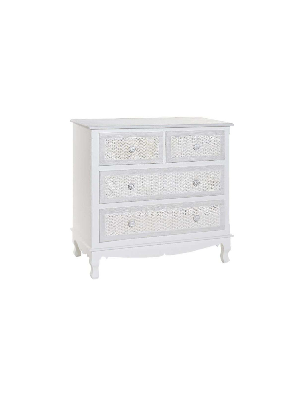 Commode blanche et grise 4 tiroirs Elena