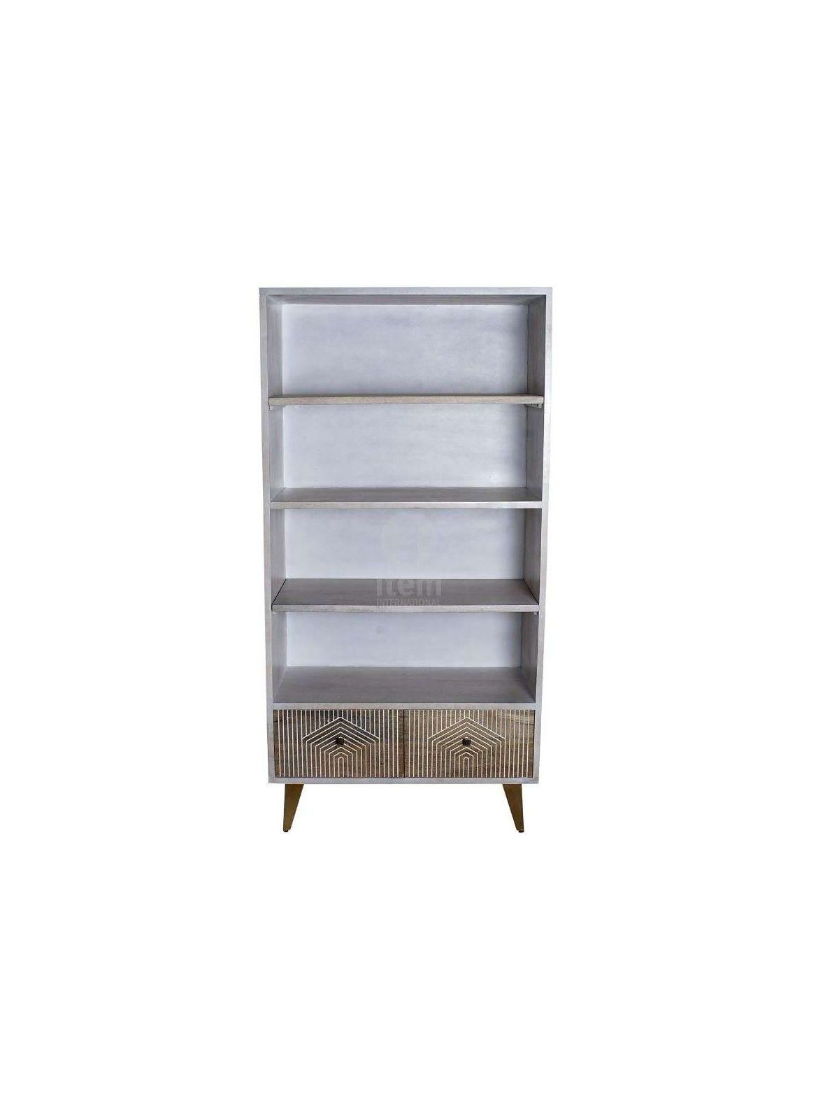 Bibliothèque scandinave en manguier blanchi 193 cm