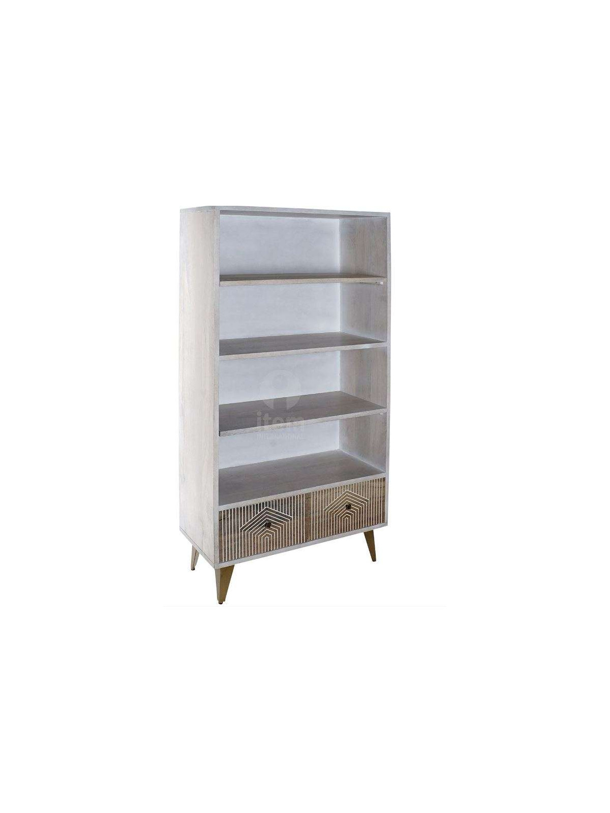 Bibliothèque scandinave en manguier blanchi 193 cm