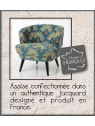 Fauteuil chauffeuse bleu et doré paon