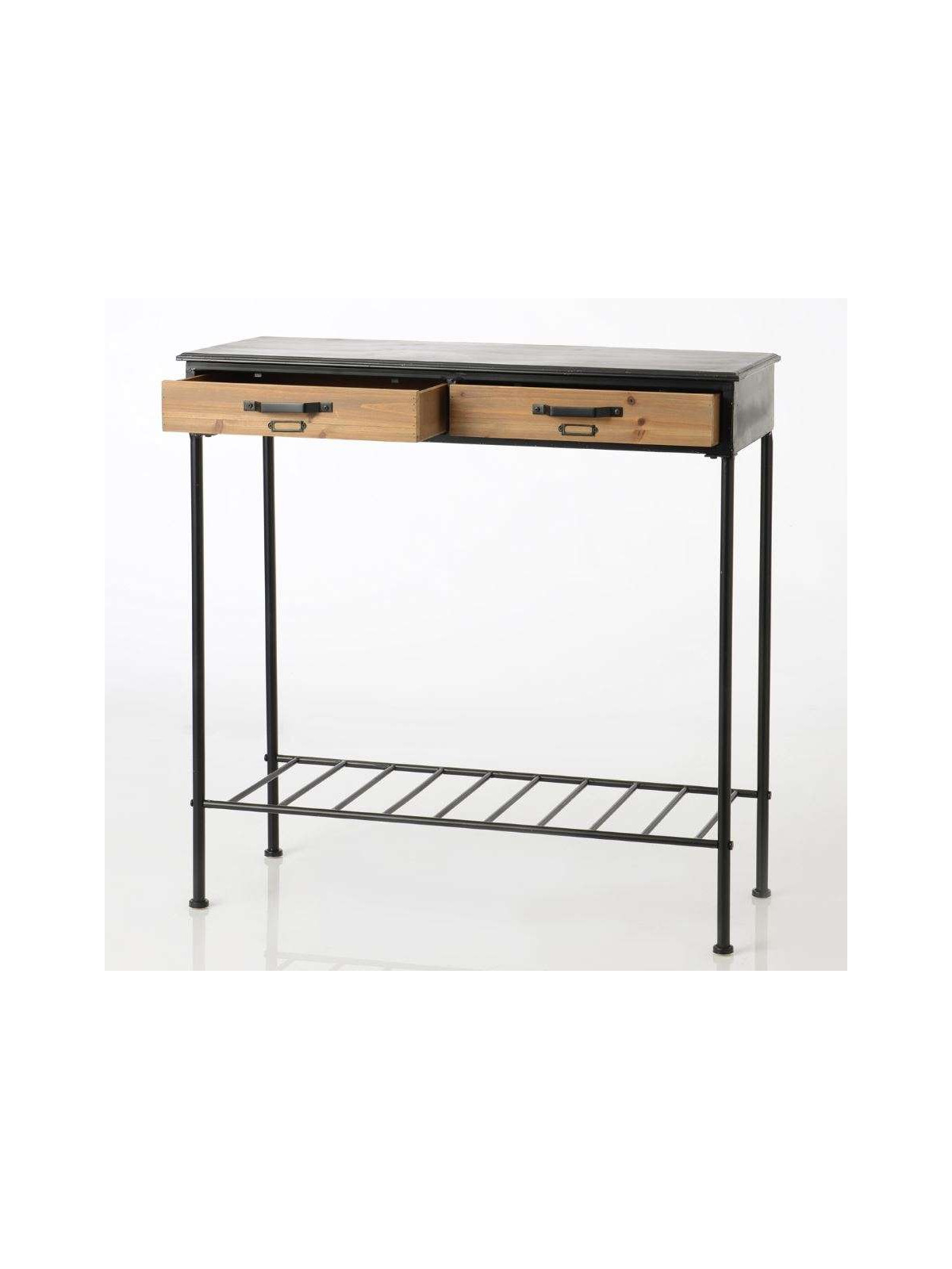 Petite console métal et bois industrielle Lois