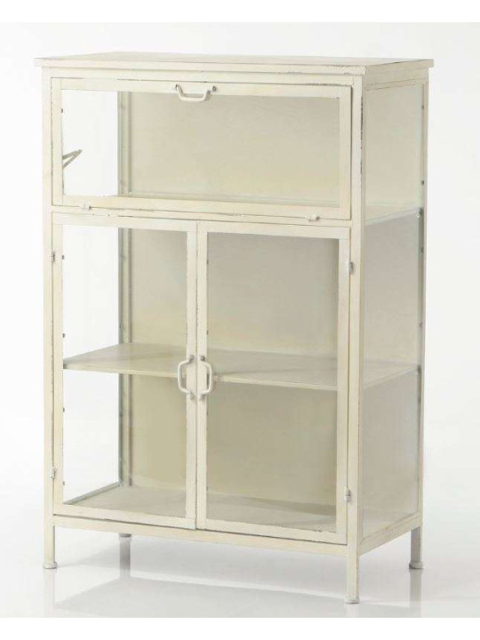 Vitrine basse métallique beige