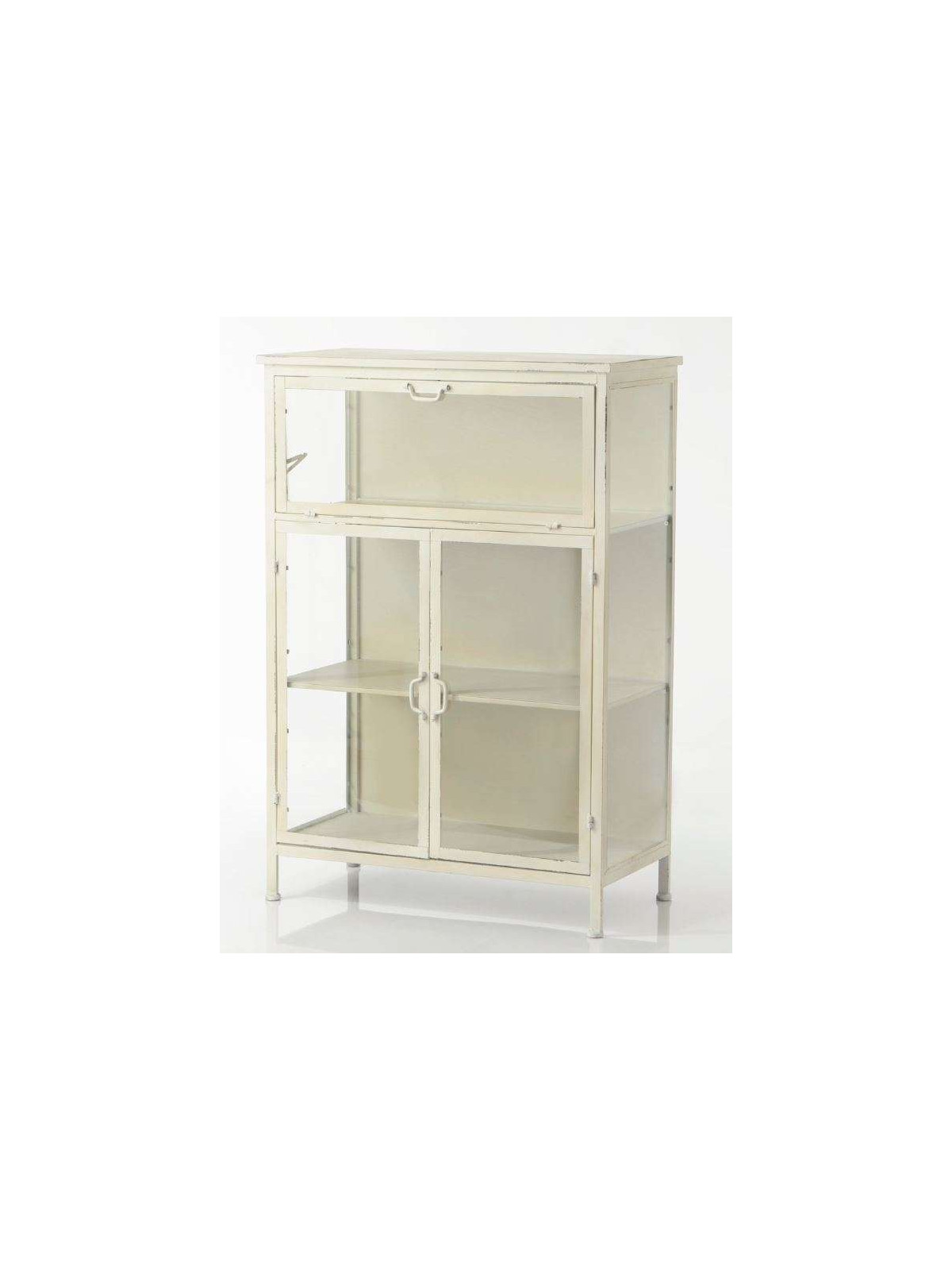 Vitrine basse métallique beige