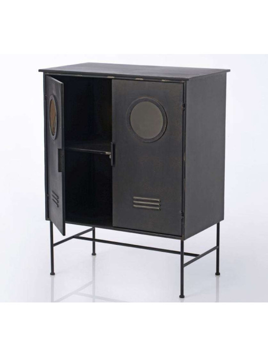 Armoire métallique basse noire hublot