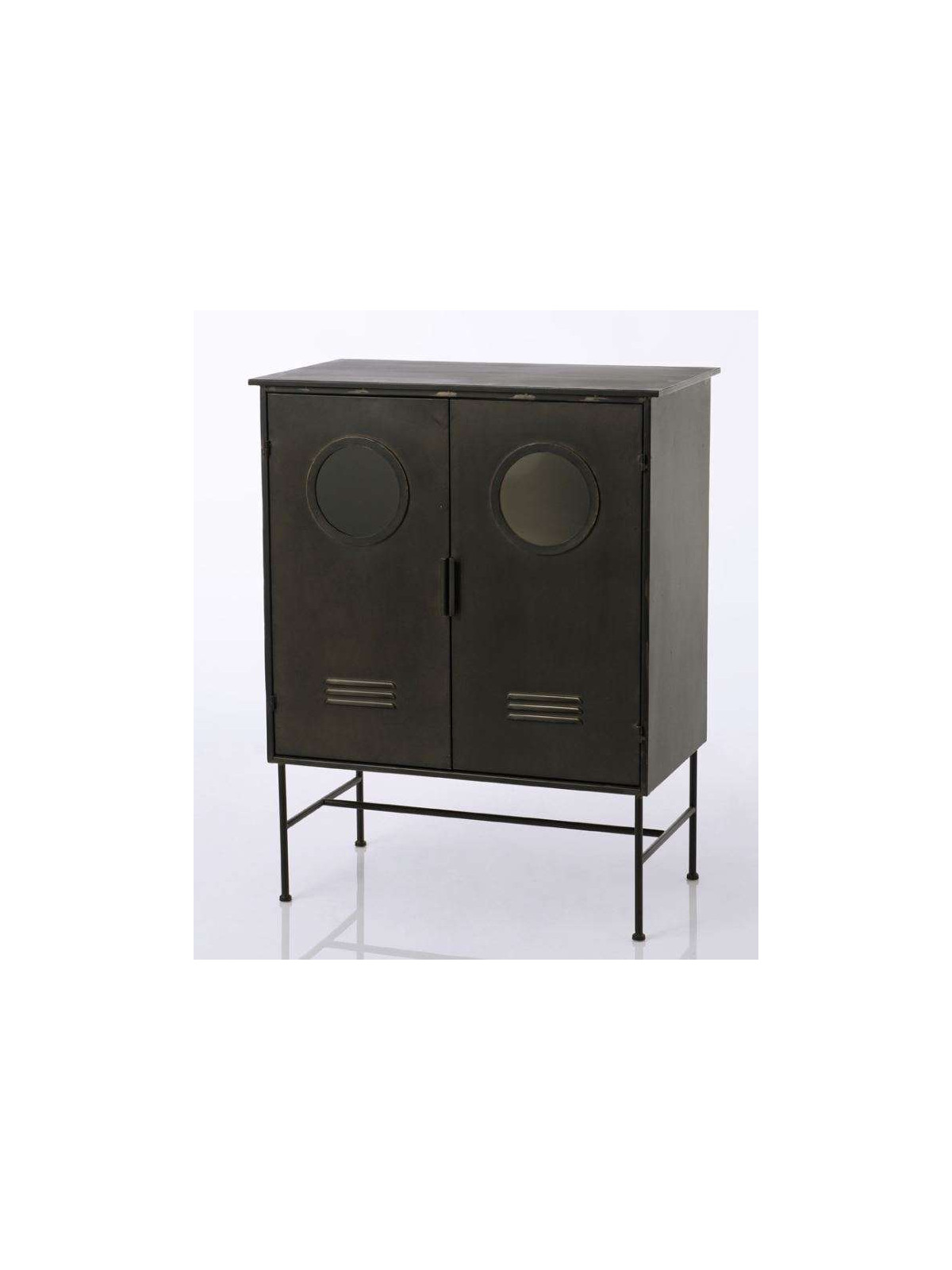 Armoire métallique basse noire hublot