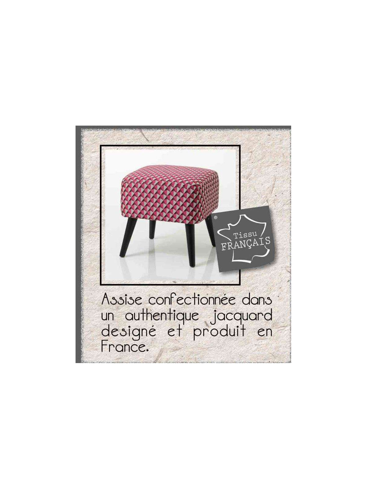 Tabouret rose et gris tapissé Amadeus