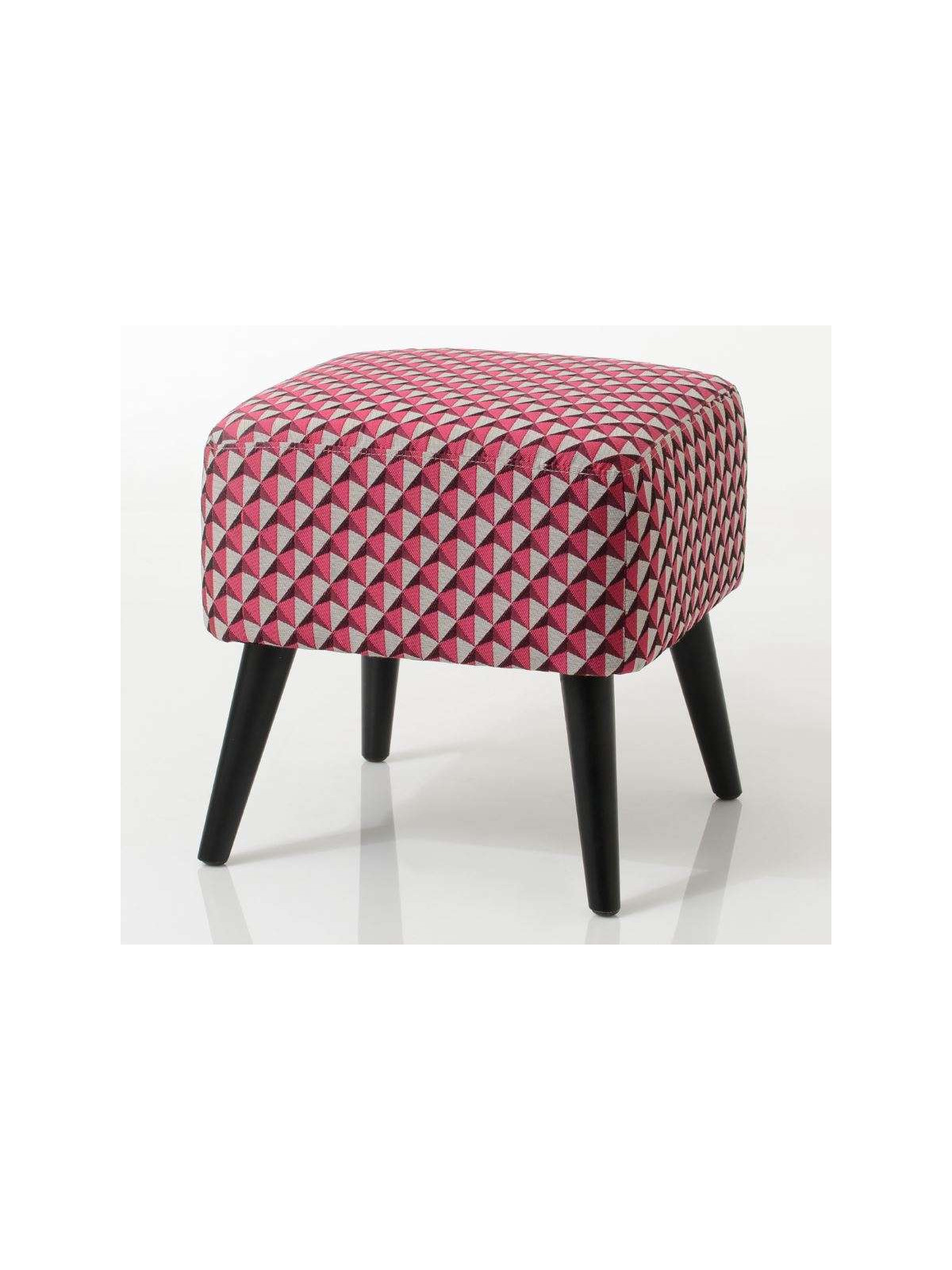 Tabouret rose et gris tapissé Amadeus