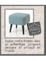 Tabouret emeraude et gris tapissé Amadeus